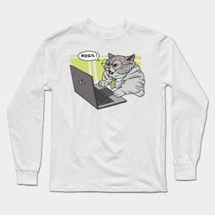 Cat work hard office notebook Long Sleeve T-Shirt